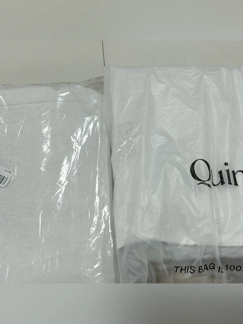 QUINCE Set Of 2 48x96 European Linen True Blackout Curtains White 8540